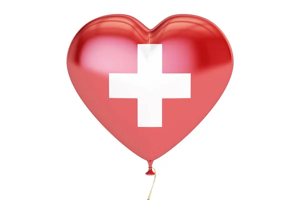 スイス連邦共和国、休日概念の旗が付いている気球。3 d レンダリング — ストック写真