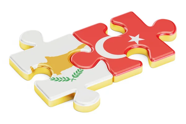 Turki dan Siprus teka-teki dari bendera, render 3D — Stok Foto