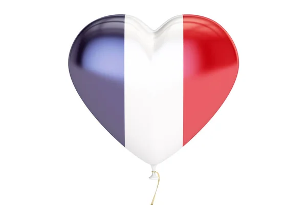 Globo con bandera de Francia en forma de corazón, representación 3D — Foto de Stock