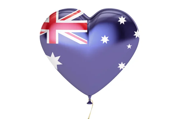 Ballon mit australischer Flagge in Herzform, 3D-Darstellung — Stockfoto