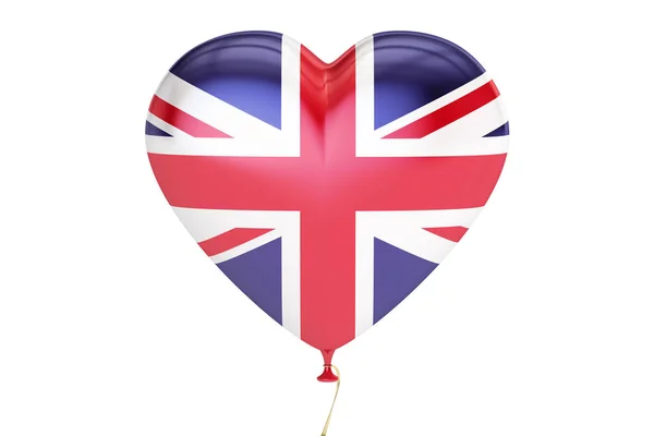 Balão com bandeira do Reino Unido em forma de coração, rende 3D — Fotografia de Stock