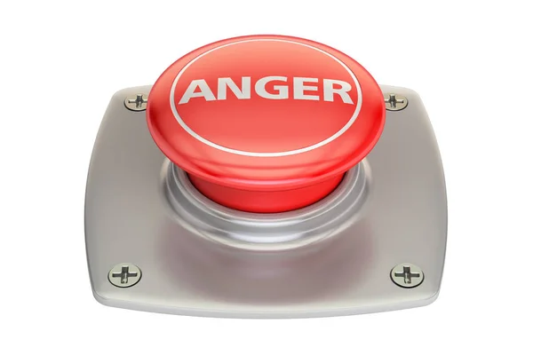 Anger Red Button, 3D рендеринг — стоковое фото