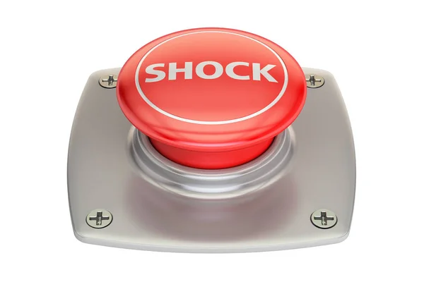 Botão vermelho de choque, renderização 3D — Fotografia de Stock