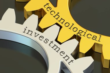teknolojik yatırım kavramı üzerinde tornalama, 3d render