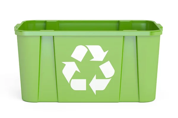 Green recycling bin, 3D rendering — Stock Photo, Image