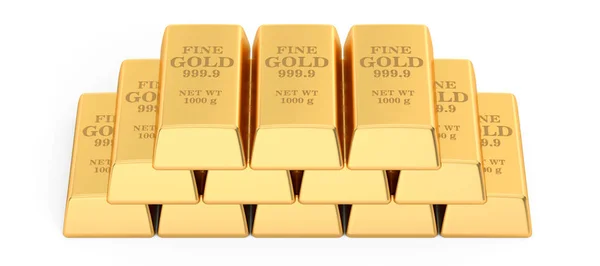 Set of Gold bars, 3D rendering — Stock Photo, Image