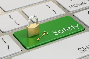 Güvenlik klavye düğmesini, 3d render