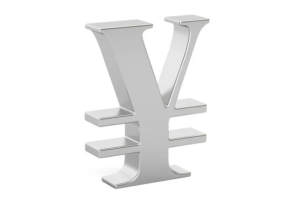 Silver yen symbol, 3D rendering — Stock Photo, Image
