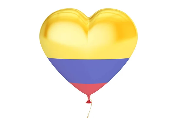 コロンビアの国旗 3 d レンダリングの心の形をしたバルーン — ストック写真