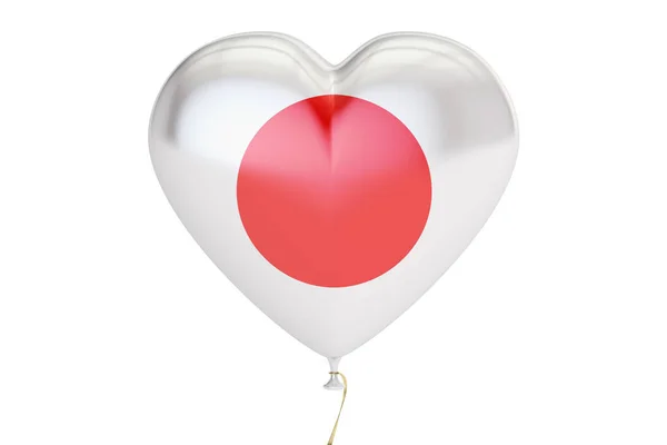 Ballon met Japanse vlag in de vorm van hart, 3D-rendering — Stockfoto