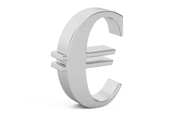 Símbolo euro plata, representación 3D — Foto de Stock