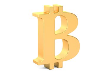 Altın bitcoin sembolü, 3d render