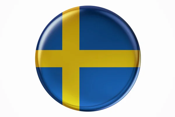 Distintivo com bandeira da Suécia, renderização 3D — Fotografia de Stock