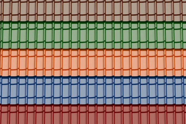 Набір кольорових плиток даху фон, 3D рендеринг — стокове фото
