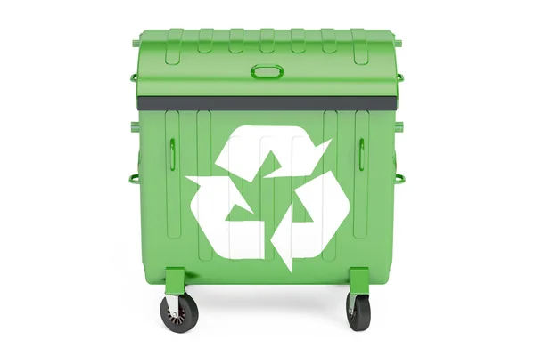 Geschlossener grüner Müllbehälter, 3D-Rendering — Stockfoto