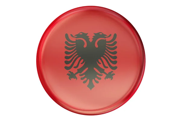 Badge con bandiera di Albania, rendering 3D — Foto Stock