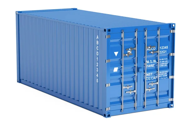 Blå Last container, 3d-rendering — Stockfoto