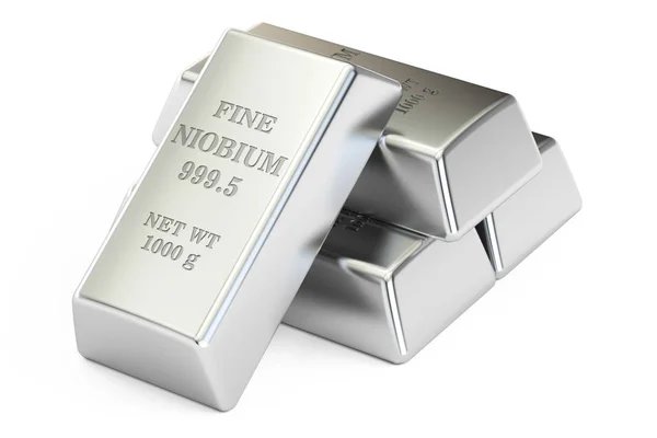 Set van niobium ingots close-up, 3D-rendering — Stockfoto