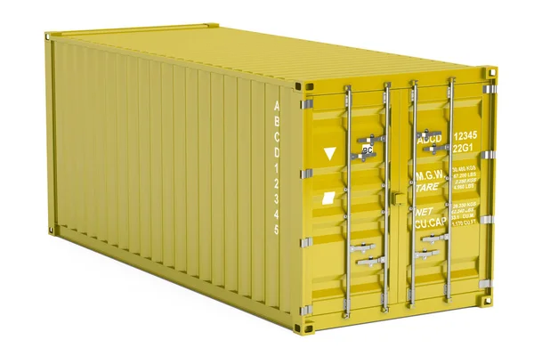 Желтый грузовой контейнер, 3D рендеринг — стоковое фото