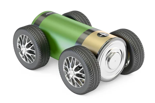 Baterii z koła, zielone pojęcie energii. renderowania 3D — Zdjęcie stockowe