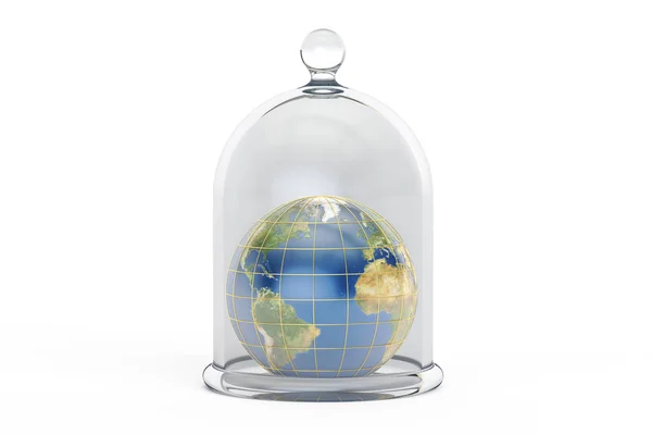 Erde, die von Glasglocken bedeckt ist. Naturschutz- und Schutzkonzept — Stockfoto