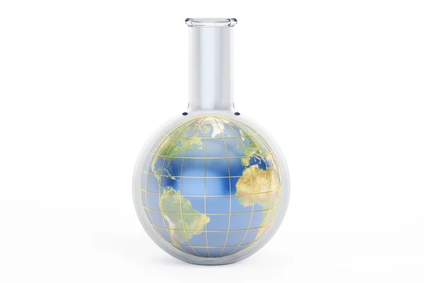 Frasco com planeta Terra dentro, renderização 3D — Fotografia de Stock