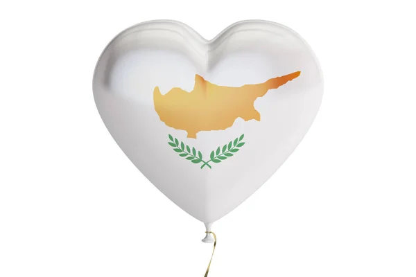 Bublina s Kypr vlajka ve tvaru srdce, vykreslování 3d objektů — Stock fotografie