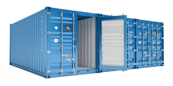 Contenedores de carga azul, representación 3D —  Fotos de Stock