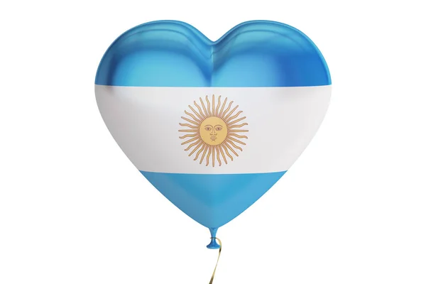 Ballon avec drapeau argentin en forme de cœur, rendu 3D — Photo