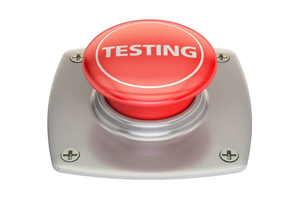 Prüfung roter Knopf, 3D-Rendering — Stockfoto