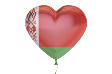 Balon ile kalp, 3d rendering şeklinde Beyaz Rusya bayrağı