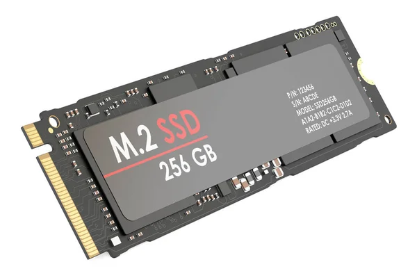 M.2 SSD 256 GB, renderização 3D — Fotografia de Stock