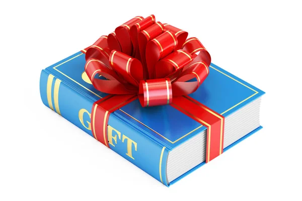 Buku dengan busur dan pita, konsep hadiah. Perender 3D — Stok Foto