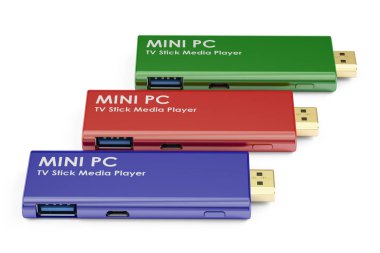 Set of Mini PC TV Dongle Sticks, 3D rendering clipart