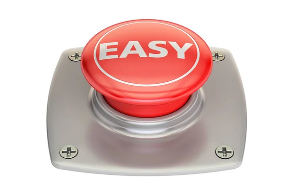 Botão vermelho fácil, renderização 3D — Fotografia de Stock