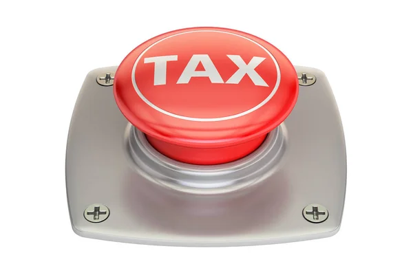 Botón rojo de impuestos, representación 3D —  Fotos de Stock