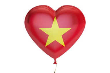 Balon ile kalp, 3d rendering şeklinde Vietnam bayrağı