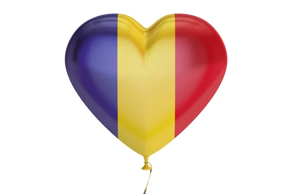 Globo con bandera de Rumania en forma de corazón, representación 3D —  Fotos de Stock