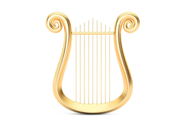 Golden Lyre, 3D rendering