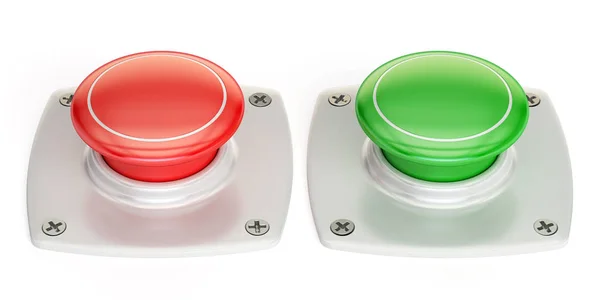 Красные и зеленые кнопки, 3D рендеринг — стоковое фото