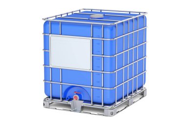 Blue intermediate bulk container closeup, 3D rendering clipart