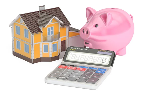 Ipoteca e pagamento per la casa, concetto di risparmio. Rendering 3D — Foto Stock
