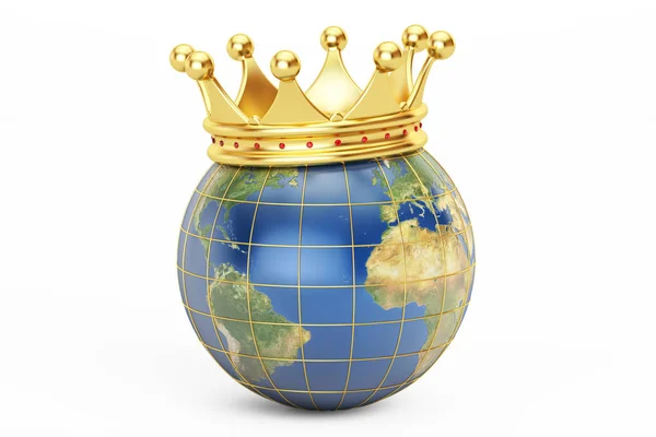 Глобус із золотою короною, 3D рендеринг — стокове фото