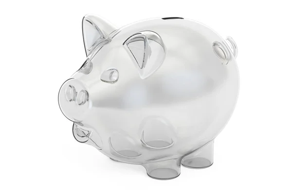 Empty glass piggy bank, 3D rendering — Stock Photo, Image