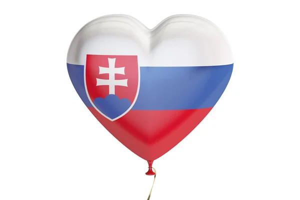 Ballon avec drapeau slovaque en forme de coeur, rendu 3D — Photo