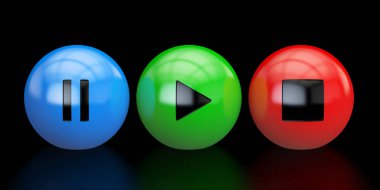 Media player düğmeleri, 3d render