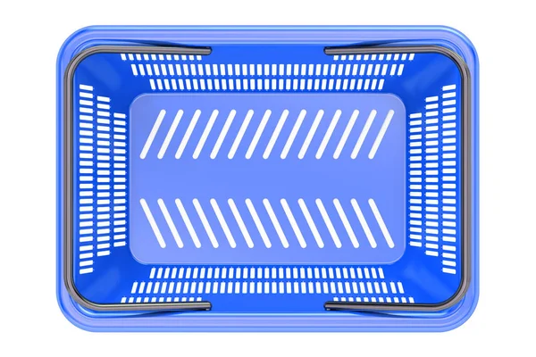 Cesta de compras azul vista superior, renderização 3D — Fotografia de Stock