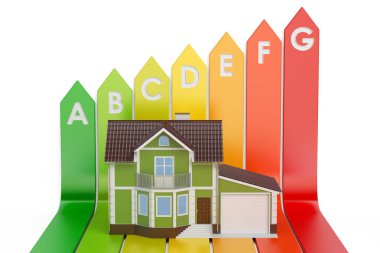 House, 3d render ile enerji verimliliği grafik