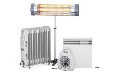 Heating devices. Convection, fan, oil-filled and infrared heater clipart