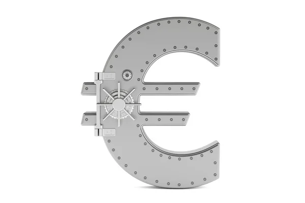结合安全框中形状的符号欧元，3d 渲染 — 图库照片